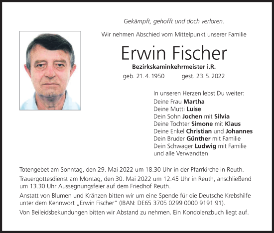 Anzeige von Erwin Fischer von MGO