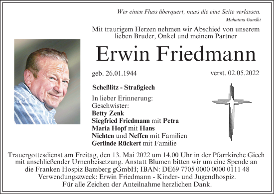 Anzeige von Erwin Friedmann von MGO