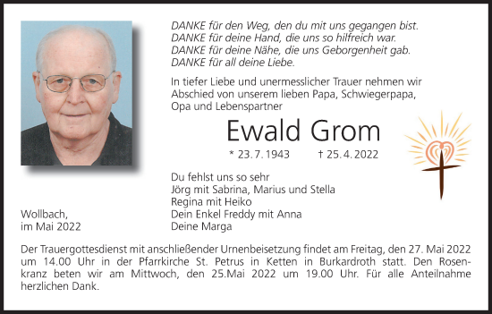 Anzeige von Ewald Grom von MGO