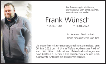 Anzeige von Frank Wünsch von MGO