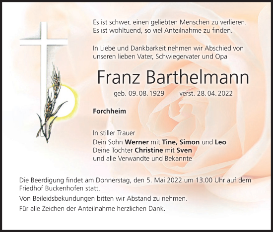 Anzeige von Franz Barthelmann von MGO
