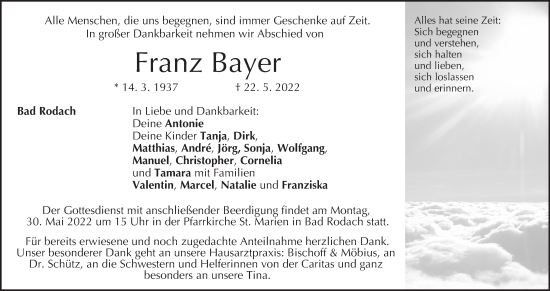 Anzeige von Franz Bayer von MGO