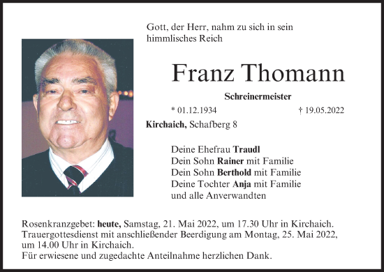 Anzeige von Franz Thomann von MGO