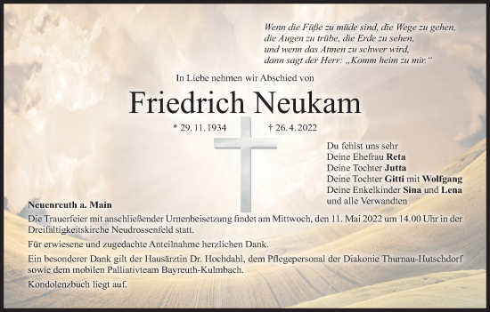 Anzeige von Friedrich Neukam von MGO