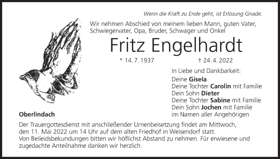 Anzeige von Fritz Engelhardt von MGO
