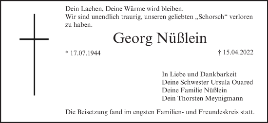 Anzeige von Georg Nüßlein von MGO