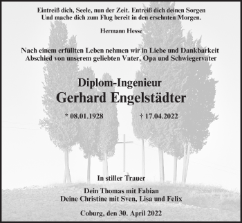 Anzeige von Gerhard Engelstädter von MGO