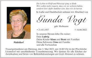 Anzeige von Gunda Vogt von MGO
