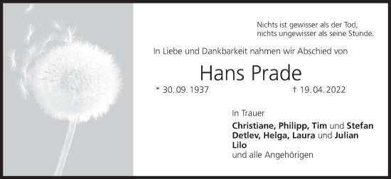 Anzeige von Hans Prade von MGO