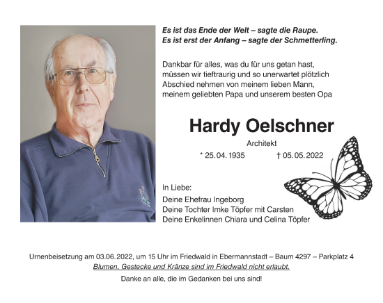 Anzeige von Hardy Oelschner von MGO