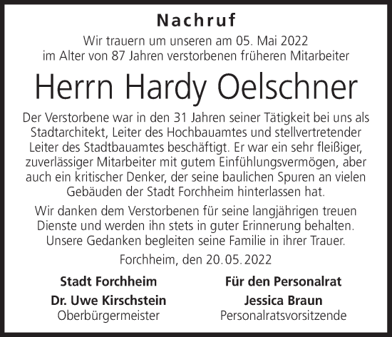 Anzeige von Hardy Oelschner von MGO