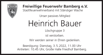 Anzeige von Heinrich Bauer von MGO