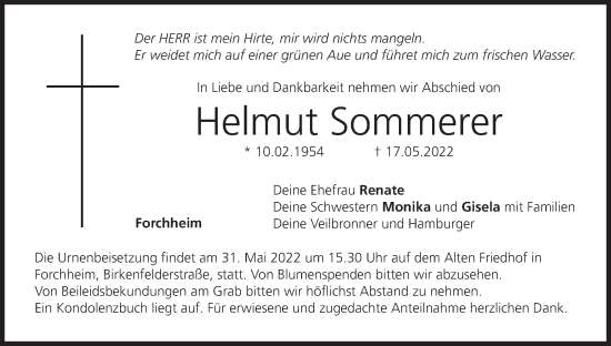 Anzeige von Helmut Sommerer von MGO