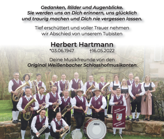 Anzeige von Herbert Hartmann von MGO