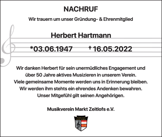 Anzeige von Herbert Hartmann von MGO