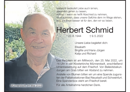 Anzeige von Herbert Schmid von MGO