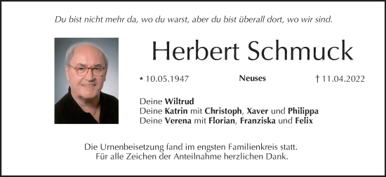 Anzeige von Herbert Schmuck von MGO