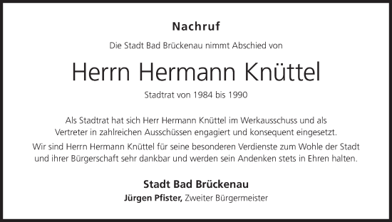 Anzeige von Hermann Knüttel von MGO