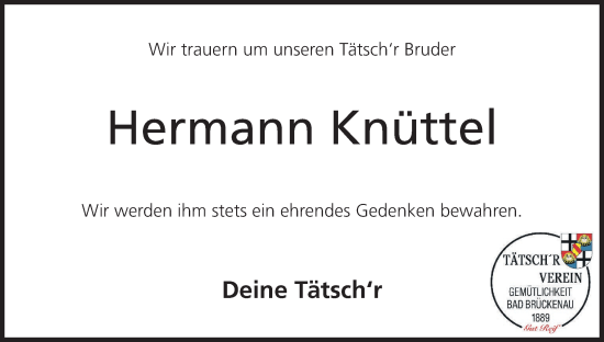 Anzeige von Hermann Knüttel von MGO