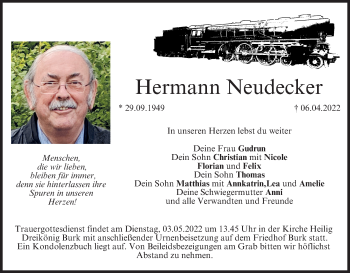 Anzeige von Hermann Neudecker von MGO