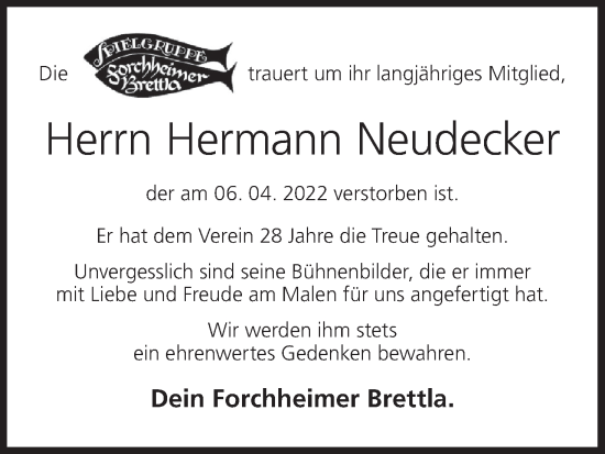 Anzeige von Hermann Neudecker von MGO
