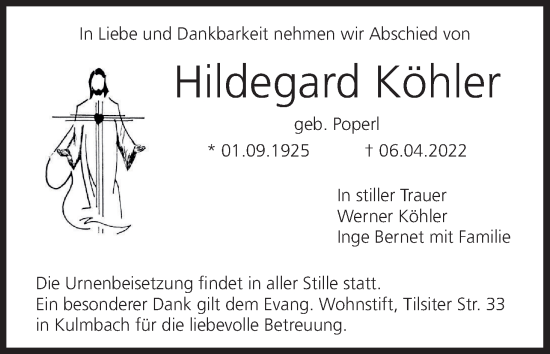 Anzeige von Hildegard Köhler von MGO