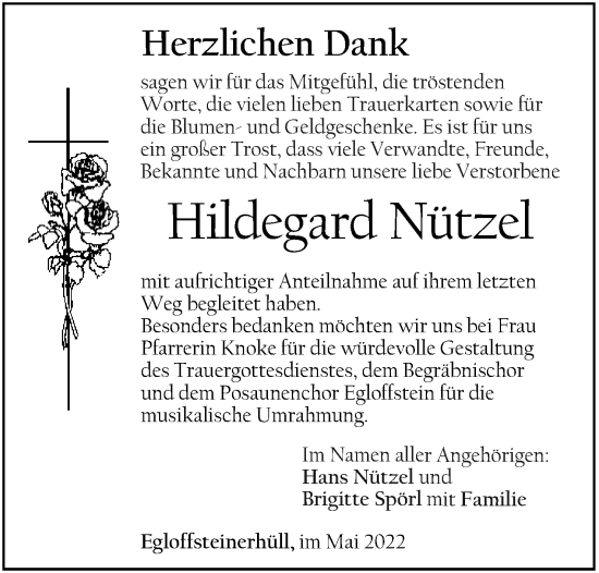 Anzeige von Hildegard Nützel von MGO