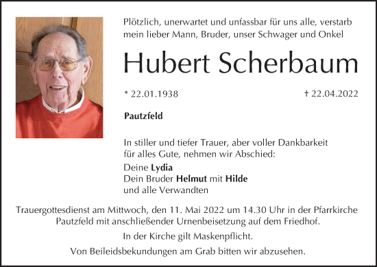 Anzeige von Hubert Scherbaum von MGO