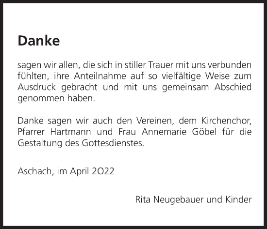 Anzeige von In Gedenken  von MGO