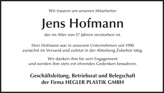 Anzeige von Jens Hofmann von MGO