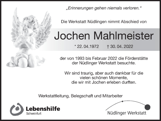 Anzeige von Jochen Mahlmeister von MGO