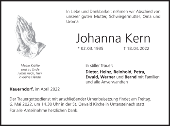Anzeige von Johanna Kern von MGO