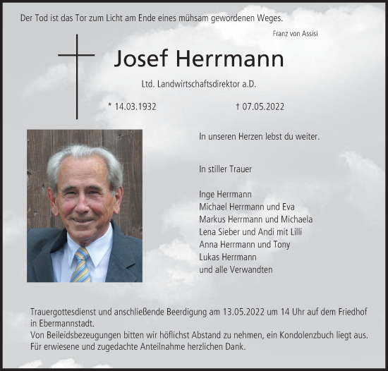 Anzeige von Josef Herrmann von MGO