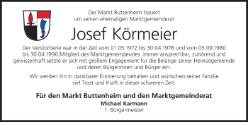 Anzeige von Josef Körmeier von MGO