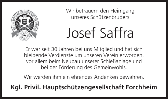 Anzeige von Josef Saffra von MGO
