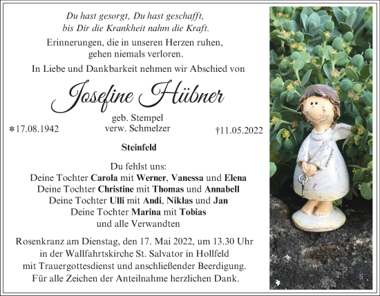 Anzeige von Josefine Hübner von MGO