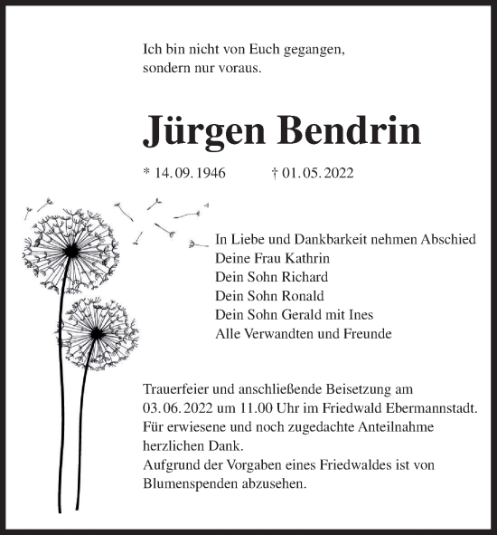 Anzeige von Jürgen Bendrin von MGO