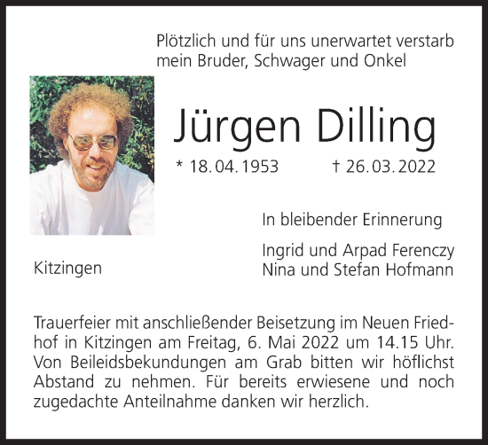 Anzeige von Jürgen Dilling von MGO