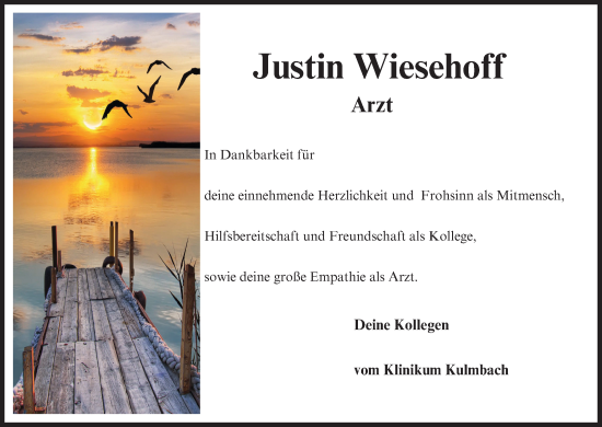 Anzeige von Justin Wiesehoff von MGO