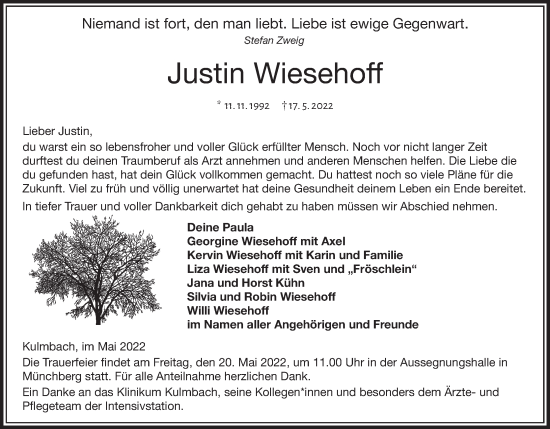 Anzeige von Justin Wiesehoff von MGO