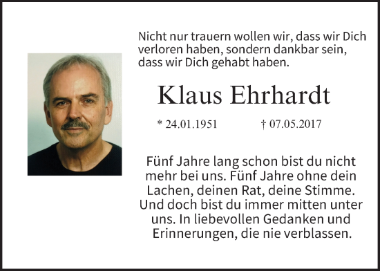 Anzeige von Klaus Ehrhardt von MGO