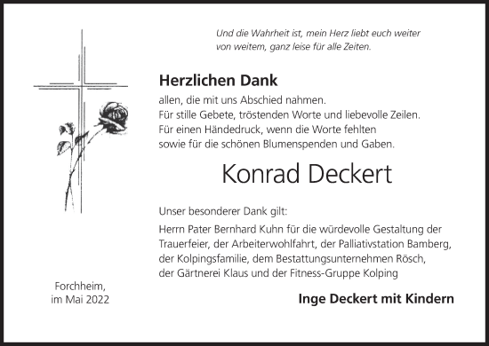 Anzeige von Konrad Deckert von MGO