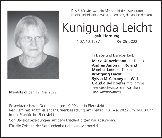 Anzeige von Kunigunda Leicht von MGO