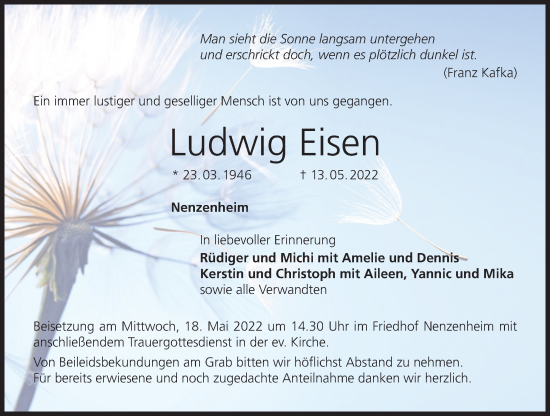 Anzeige von Ludwig Eisen von MGO