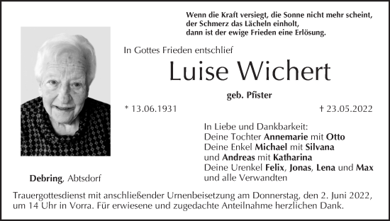 Anzeige von Luise Wichert von MGO