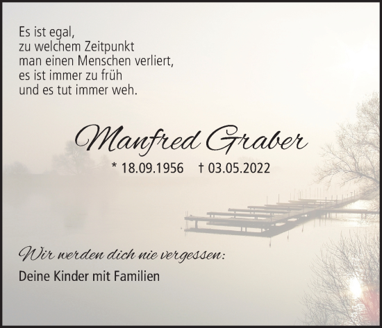 Anzeige von Manfred Graber von MGO