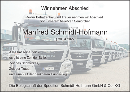 Anzeige von Manfred Schmidt-Hofmann von MGO