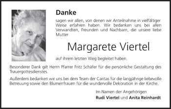 Anzeige von Margarete Viertel von MGO
