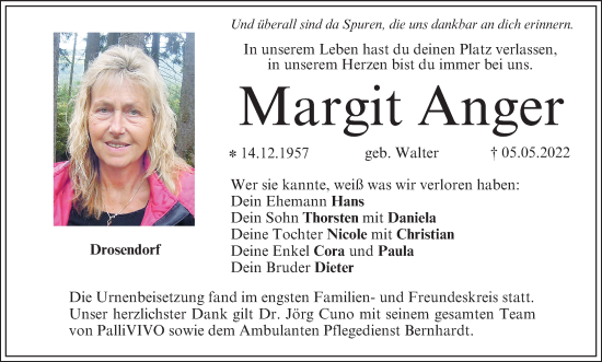 Anzeige von Margit Anger von MGO