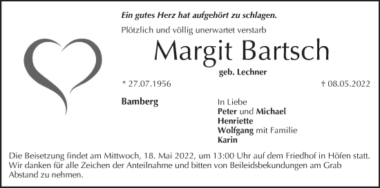 Anzeige von Margit Bartsch von MGO